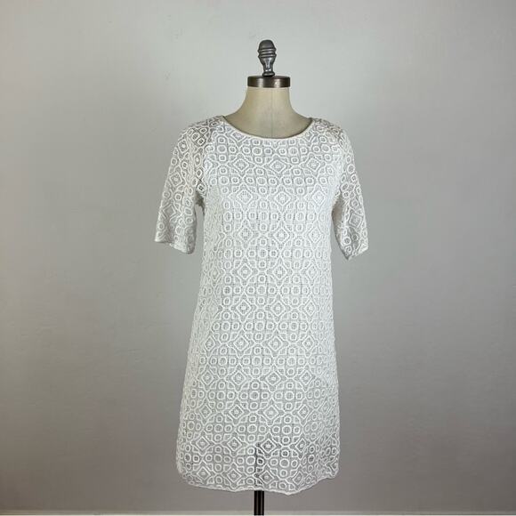 Tibi White Crochet Lace Shift Dress - Picture 1 of 8